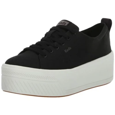 Image of Keds Women&#039;s Skyler Lace Up Sneaker, Black Canvas, 3 UK