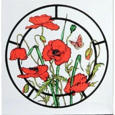 Image of Static Window Cling in a Meadow Poppies Design