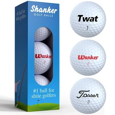 Image of Shanker Golf Balls Rude Branded Horrible Funny Joke Gift for Golfers (Sleeve of 3, Novelty, Playing Quality)