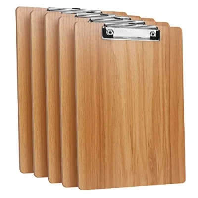 Image of DONGLI 5 Pack A4 Clipboard,Wooden Clipboard with Low Profile Clip and Hanging Hole,Clip Board Folder Hardboard for Office, Business,Restaurant