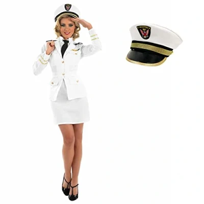 Image of Fun Shack Navy Costume Women, Sailor and Fancy Dress, Nautical Womens Officer Small