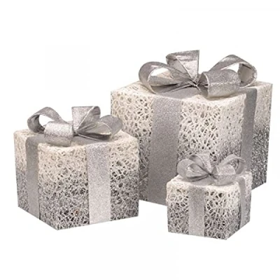 Image of Three Kings Silver Sparkly Faux Gift Boxes Set of 3