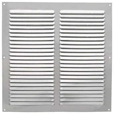 Image of Amig Square Aluminium Grille with Mosquito Net Vents for Air Outlet Ideal Kitchen and Bathroom Ceiling Dimensions: 300 x mm Colour: Silver
