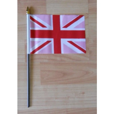 Image of MadAboutFlags Great Britain Union Jack (Pink) Country Hand Flag small