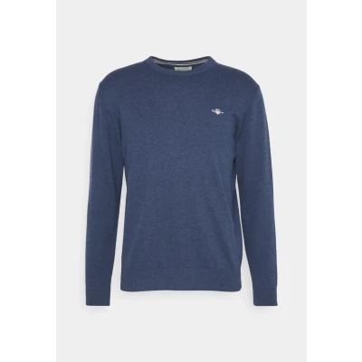 Image of GANT Classic C NECK Jumper, Men&#039;s, Size: Small, Dark blue melange