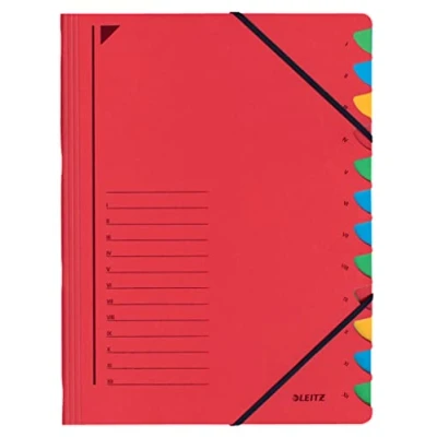 Image of Leitz 39120025 Index File 12 Sections Coloured Chipboard Red