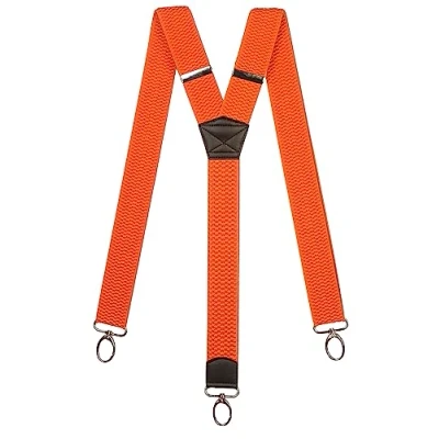 Image of Olata Heavy Duty Y Shape Braces/Suspenders with Carabiner Clips 4cm. Orange