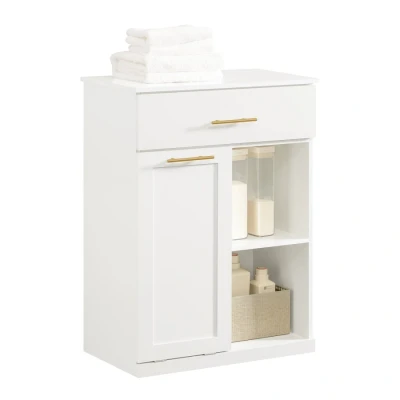 Image of Laundry Basket Cabinet with Drawer and Storage Compartments,BZR66 W Sobuy