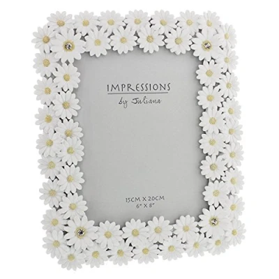 Image of Impressions White Resin Chrysanthemum Photo Frame 6&quot; x 8&quot;