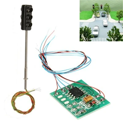 Image of FEVERWORK Dual Side HO/OO Traffic Light Signal LED Model Train Railroad Crossing Street