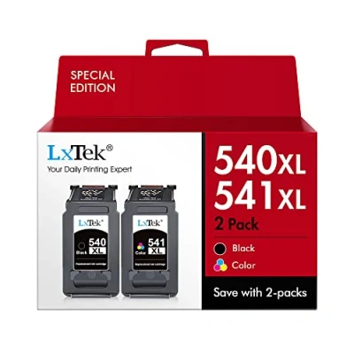 Image of LxTek High Yield PG 540XL CL 541XL Ink Cartridges for Canon Compatible with Pixma MX475 MX525 MG3650 MG3600 MG3250 MG2150 MG3100 MG3200 MG3550 MG4100（Black Colour, 2 Pack）
