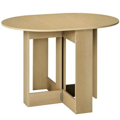 Image of HOMCOM Folding Dining Table, Space saving Drop Leaf Table for Small Space, Kitchen, Room, Oak