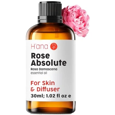 Image of H’ana Rose Essential Oils for Skin Use &amp; Aromatherapy 100% Pure Therapeutic Grade Oil face Diffuser, Skin, Face, Hair Perfume (30ml)