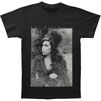 Image of Amy Winehouse Men&#039;s Flower Portrait T Shirt, Black, Small