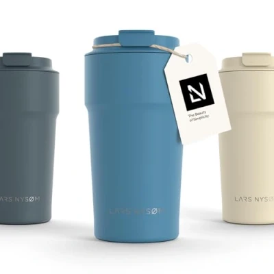 Image of LARS NYSØM Thermo Coffee Mug to Go 17oz Travel 0.5 Liter with Insulation Leak Proof Stainless Steel Thermal Tumbler for and Tea on The (Calypso Blue, 500ml)