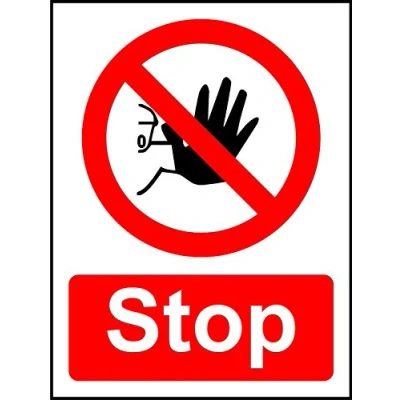 Image of Stop Safety Sign Self adhesive sticker 200mm x 150mm
