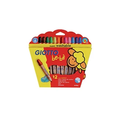Image of GIOTTO be bè Large Colouring Pencils Set, 12 Assorted Colours, Super Washable, Suitable for Ages 2+, Ideal Children