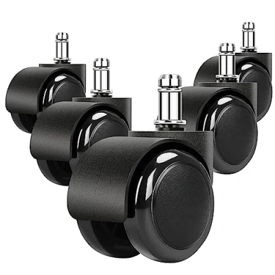 Image of 2 Inch Black Silent Stemless Caster,Office Chair Wheels Replacement Casters,Furniture Casters, Swivel Accessories,5pcs,150kg Capacity.