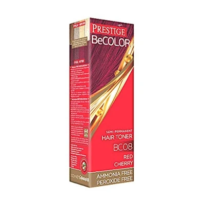 Image of VIPs Prestige Semi permanent Hair Dye Red Cherry BC08 Becolor No Peroxide &amp; Ammonia Toner Colour for Women with Nettle Extract Temporary 100 ML