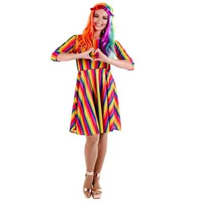 Image of Fun Shack Rainbow Dress Adult, Womens, Fancy Dress, Costume Women Large
