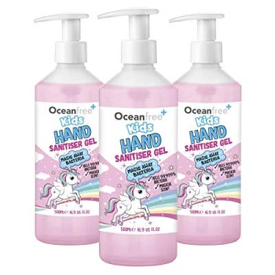 Image of Fantasy Hand Sanitiser Gel 500ml Pump Bottle 70% Alcohol Made in the UK (Pack of 3)