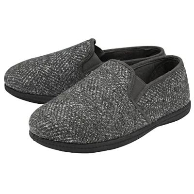 Image of Dunlop Slippers with Memory Foam Soles for Men Hard Sole Non Slip House Bedroom Indoor (UK 9, Grey)