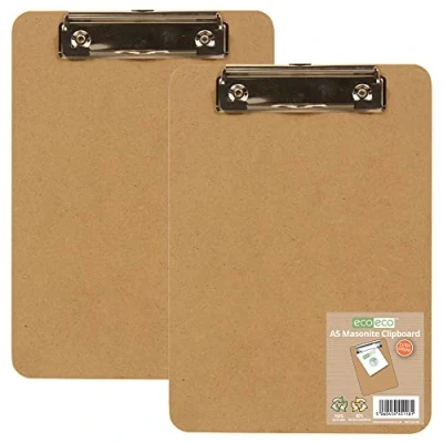 Image of eco A5 Masonite Strong Clipboard with Low Profile Metal Clip, eco118x2