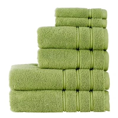 Image of Christy Antalya Large Bath Towels Set of 6 100% Turkish Cotton 600GSM Soft Plush Luxury Towel 2 Hand Face Cloths Quick Dry Fern Green