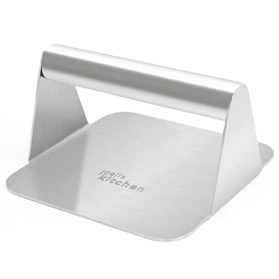 Image of joeji&#039;s Kitchen Burger Smasher Stainless Steel Sandwich Steak Panini Press Professional BBQ Grill Accessory to Sear with Perfection and Retain Flavour (Square)