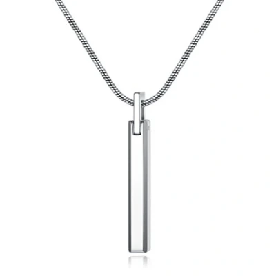 Image of COAI Simple Bar Necklace Tungsten Steel for Men, Snake Chain Silver Men 50cm
