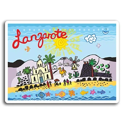 Image of 2 x 10cm Lanzarote Canary Islands Vinyl Stickers Sticker Laptop Luggage #19574 (10cm Wide)