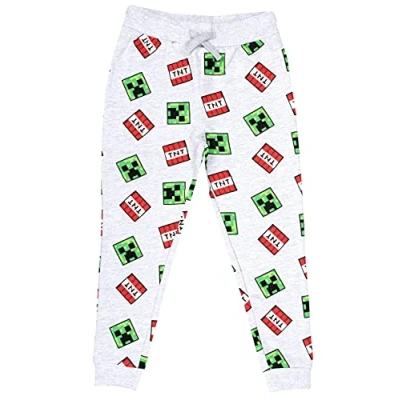 Image of Minecraft Clothes Boys Tracksuit Bottoms 100% Cotton Grey Joggers Trousers Gifts (7 8 Years)