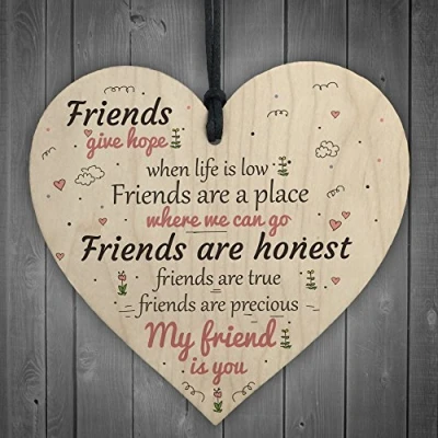 Image of RED OCEAN My Friend Is You Wooden Hanging Heart Friendship Birthday Present Best Friends Thank Gift