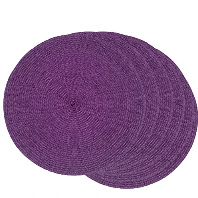Image of SCF2017 Round Woven Plastic Placemats 35cm Table Mats Set of 6, Purple