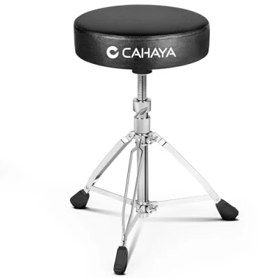Image of CAHAYA Adjustable Drum Stool Throne Black Guitar with Rotating Lifting and High Weight Capacity