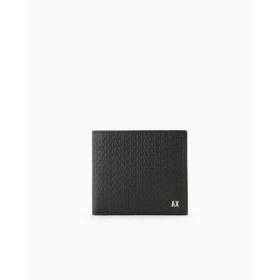 Image of Armani Exchange Men&#039;s Essential, Elba, Debossed Overall Logo bi fold Wallet, Black, One Size
