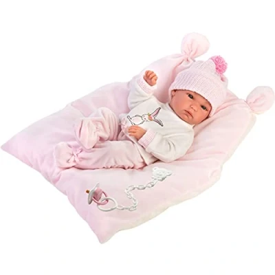 Image of Llorens Bimba Doll with Blue Eyes Baby Vinyl Body, Includes Pyjamas, Hat and Pillow, Girl, New Born 35 cm