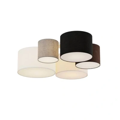 Image of Ceiling Light &#039;Laurenz&#039; dimmable (Modern) in Silver Made of Textile for e.g. Living Room &amp; Dining (5 Sources, E27) from Lindby lamp, lamp