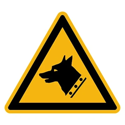 Image of Sticker Danger Warning NF ISO 7010 Laminated Triangular Signage Adhesive Water and UV Resistant Beware of Dog 20x20 cm