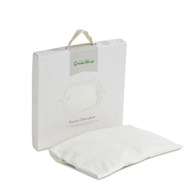 Image of The Little Green Sheep Organic Cotton Cot Bed Fitted Sheet, White 70 x 140