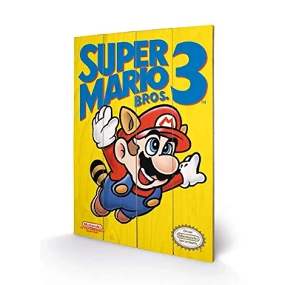 Image of Pyramid International SW11296P Super Mario Bros. 3 NES Cover Wood Print , Multi Colour, 40 x 59 1.3 cm