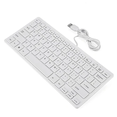 Image of Wired USB Mini Keyboard,Universal 78 Key Ultra thin Keyboard, Portable Multimedia Keyboards For Desktop Computer Laptop PC(White)