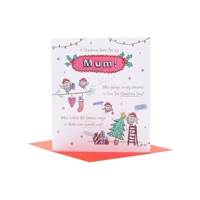 Image of UK Greetings Christmas Card for Mum Doodle Poem Design