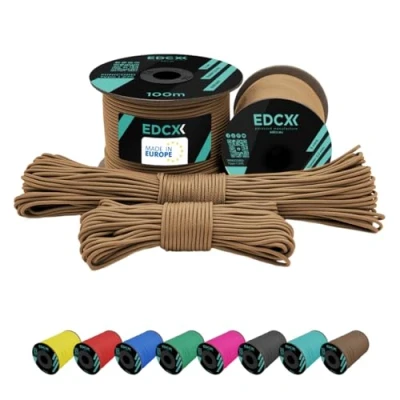 Image of EdcX 2 mm Nylon Paracord 275 (15, 30, 50 and 100 m) 100% rope, 3 Strand cord, cord in Many Colours (Tan, 30