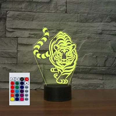 Image of SUPERHONGJIHAO Night Light for Kids 3D Tiger Led Lamp with Remote Control 16 Color Changing Xmas Birthday Gift Child