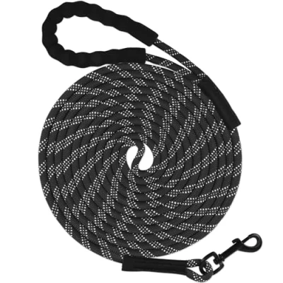Image of Taglory Training Lead for Dogs 10 m, Reflective Long Dog Rope with Soft Padded Handle Small Medium Large Dogs, Black