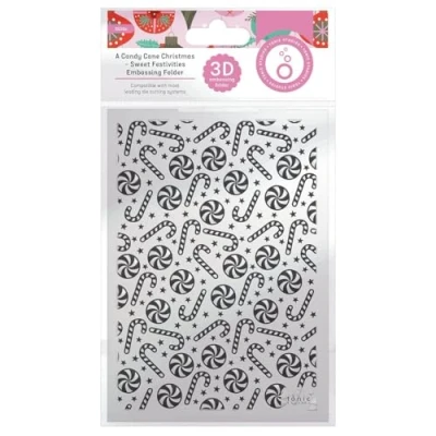 Image of Tonic Studios A Candy Cane Christmas 3D Embossing Folders 5&quot; x 7&quot; Compatible with All Die Cutting Systems Sweet Festivities