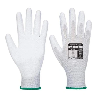 Image of Portwest Vending Antistatic PU Palm Glove, Size: M, Colour: Grey, VA199G7RM