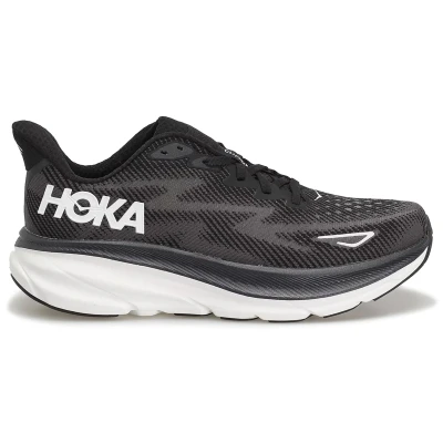 Image of HOKA Clifton 9 Neutral running shoes, Men&#039;s, Size: 12, Black/white Textile/synthetics