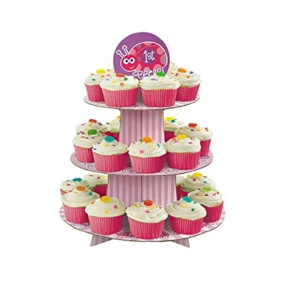 Image of Unique Party 40417 Pink Ladybird 1st Birthday Cupcake Stand